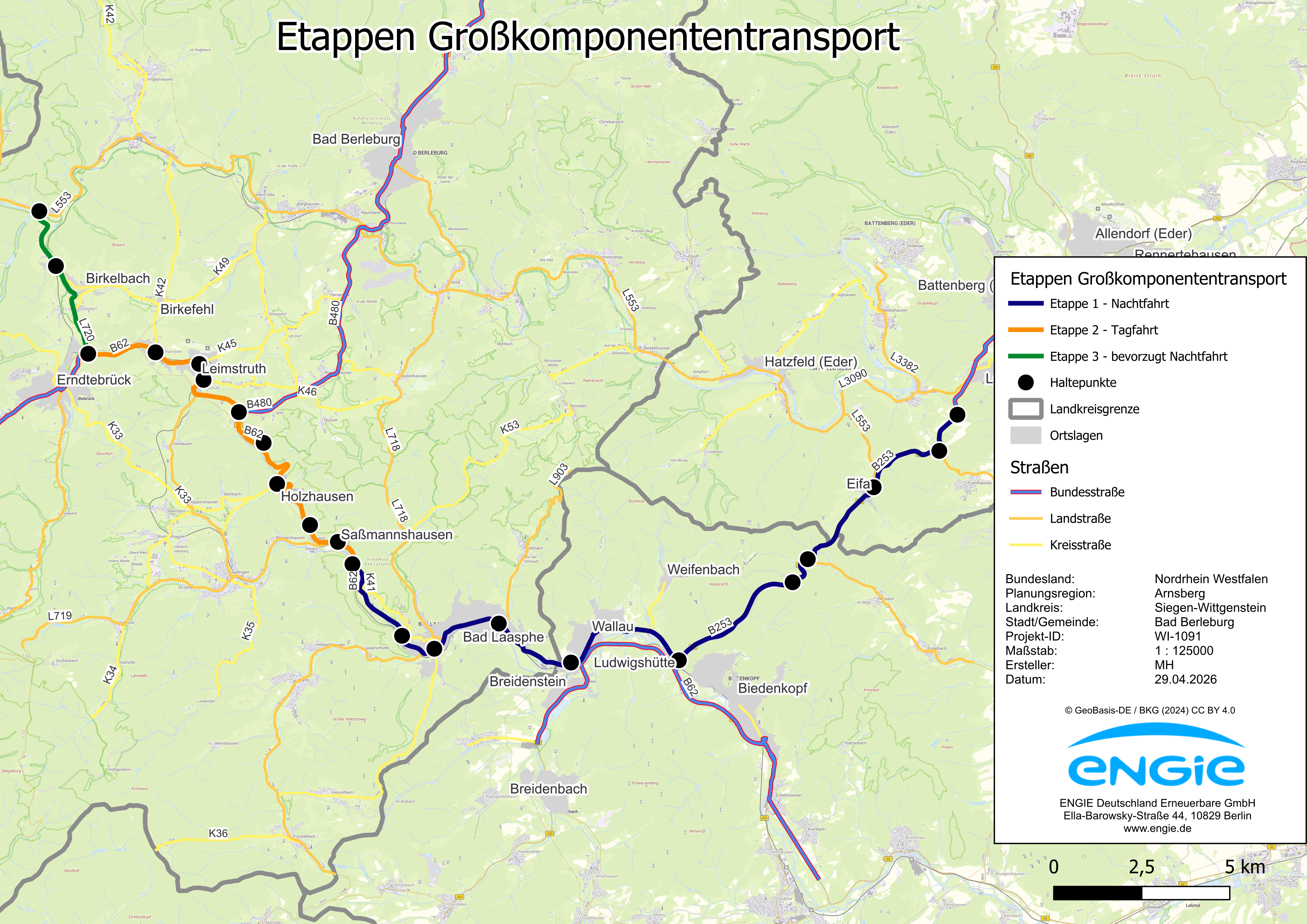 Transporte von Gro&szlig;komponenten w&auml;hrend der Bauphase des Projektes Bad Berleburg